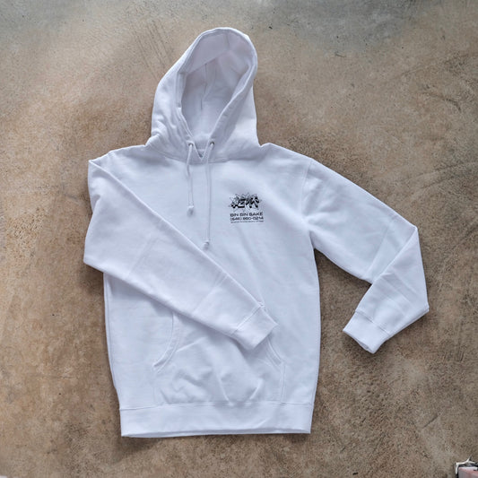 Hoodie - White with Black Lettering