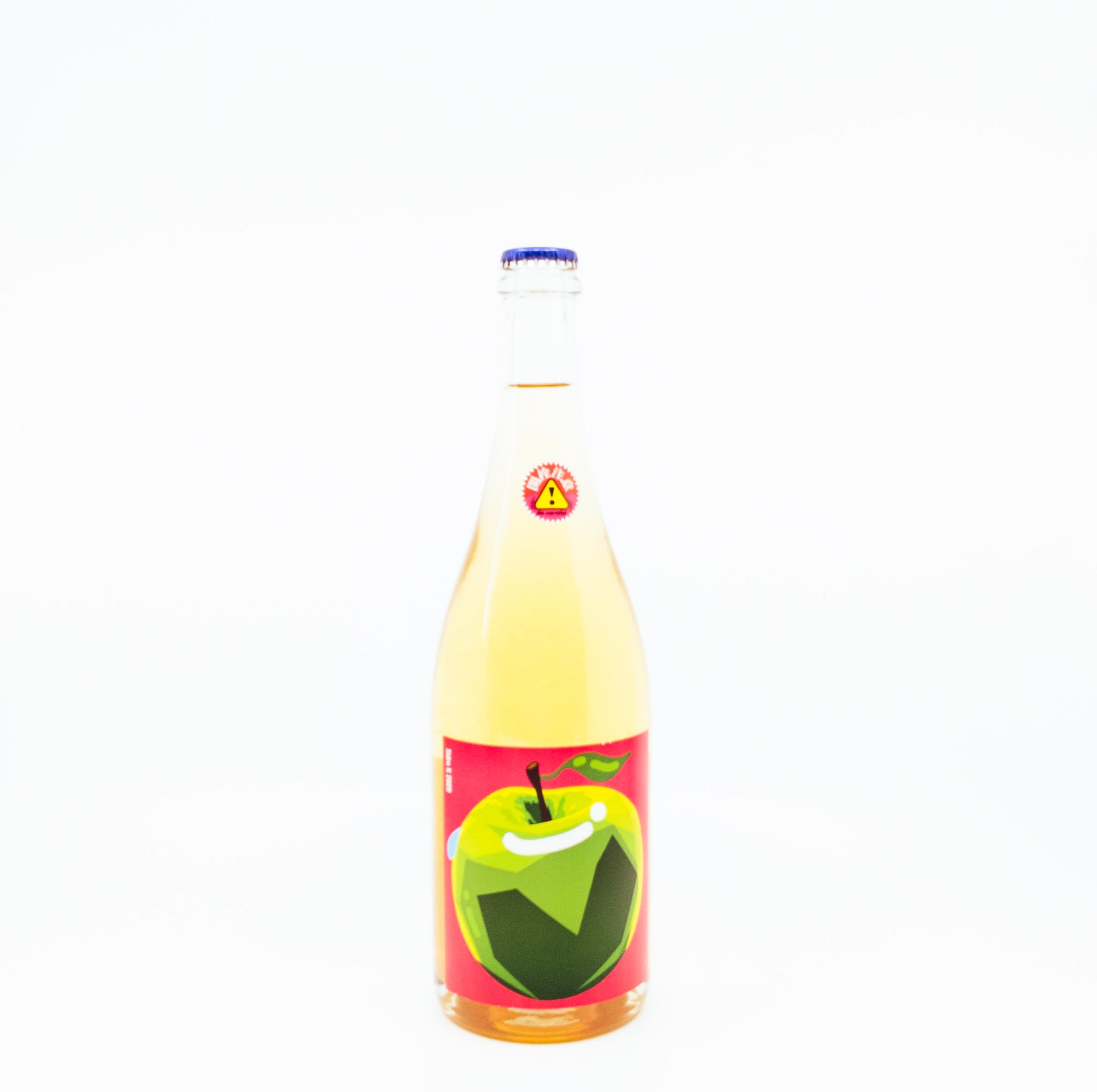 wine bottle with green apple on label