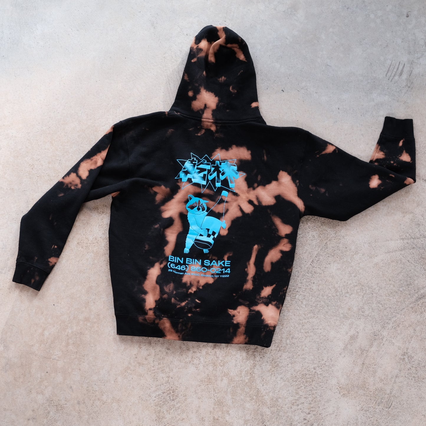 Hoodie - Dyed Black/Bleach