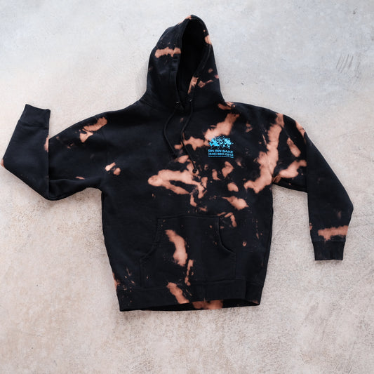 Hoodie - Dyed Black/Bleach