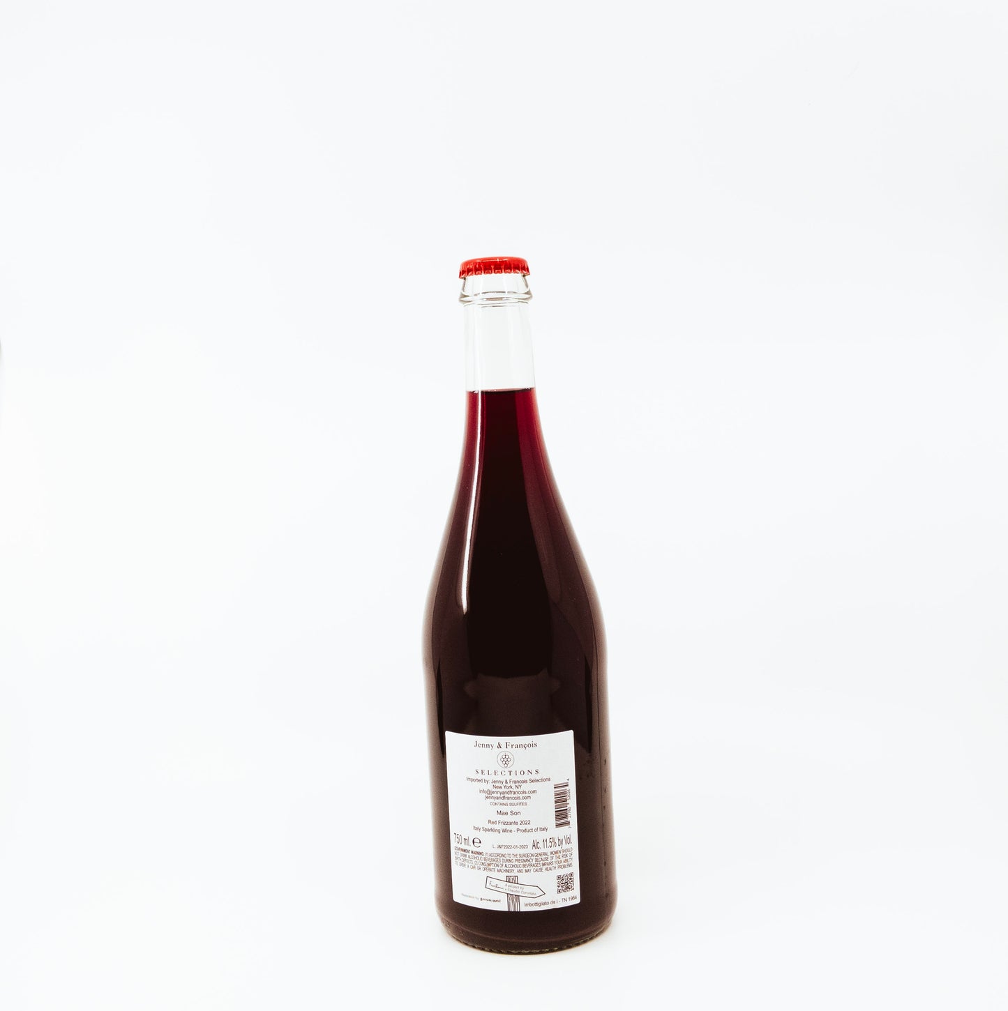 back of glass bottle with white label