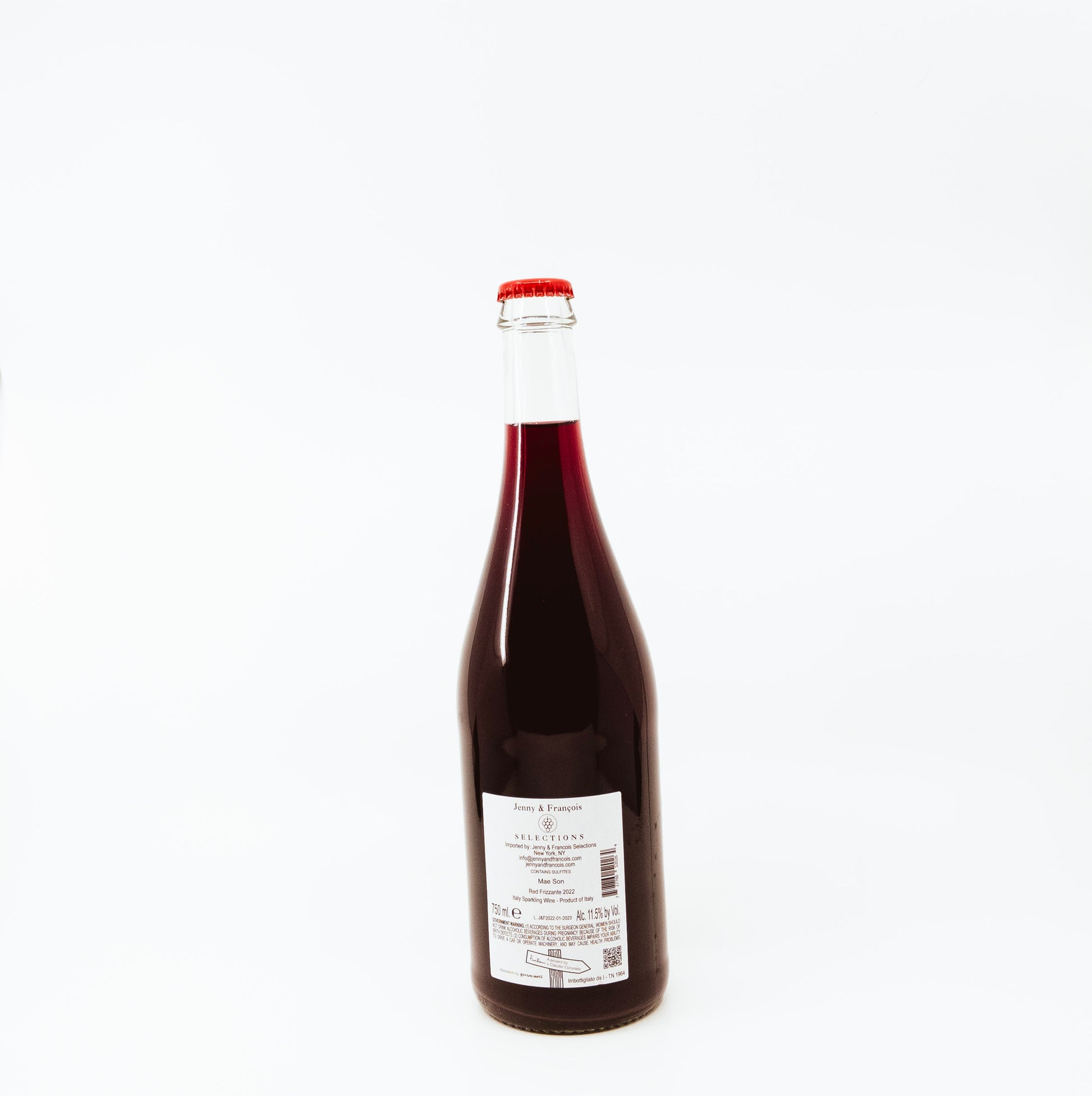 back of glass bottle with white label