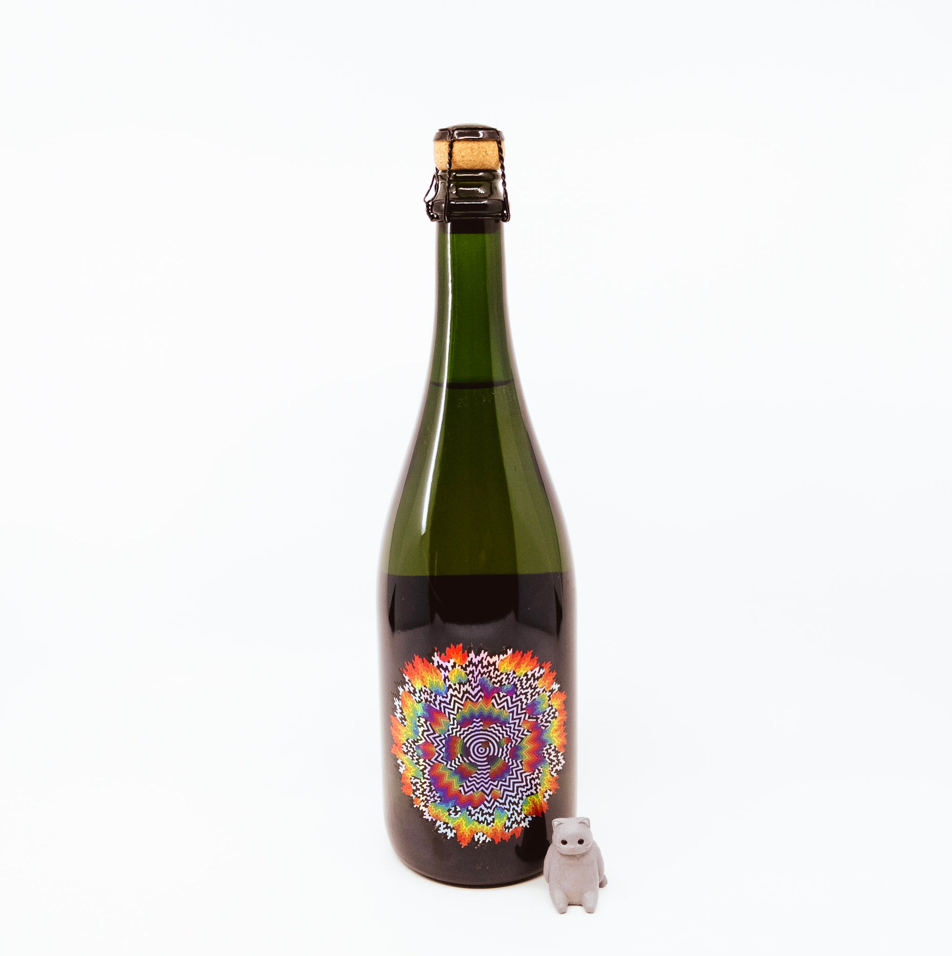 wine bottle with psychedelic label