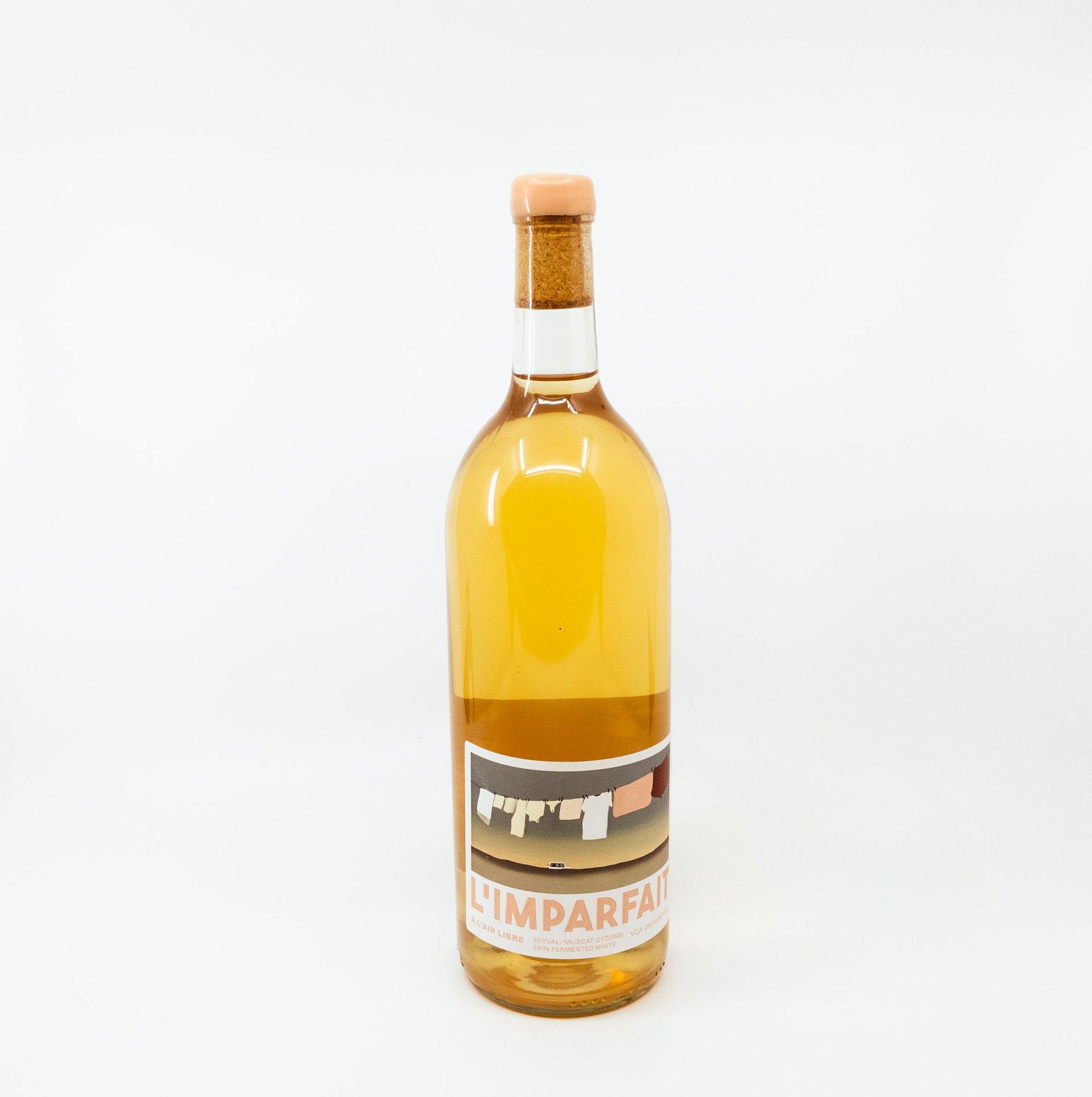 wine bottle with clothes on label