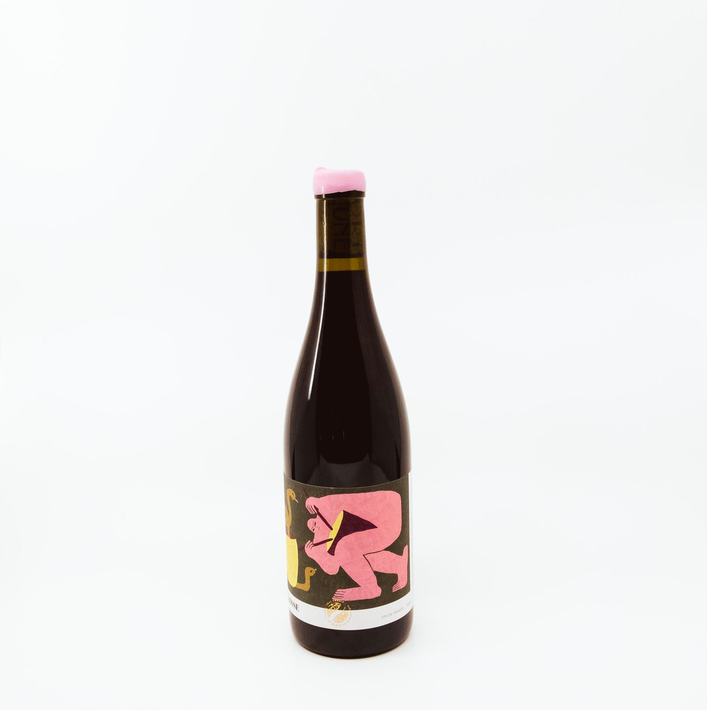 wine bottle with pink topper