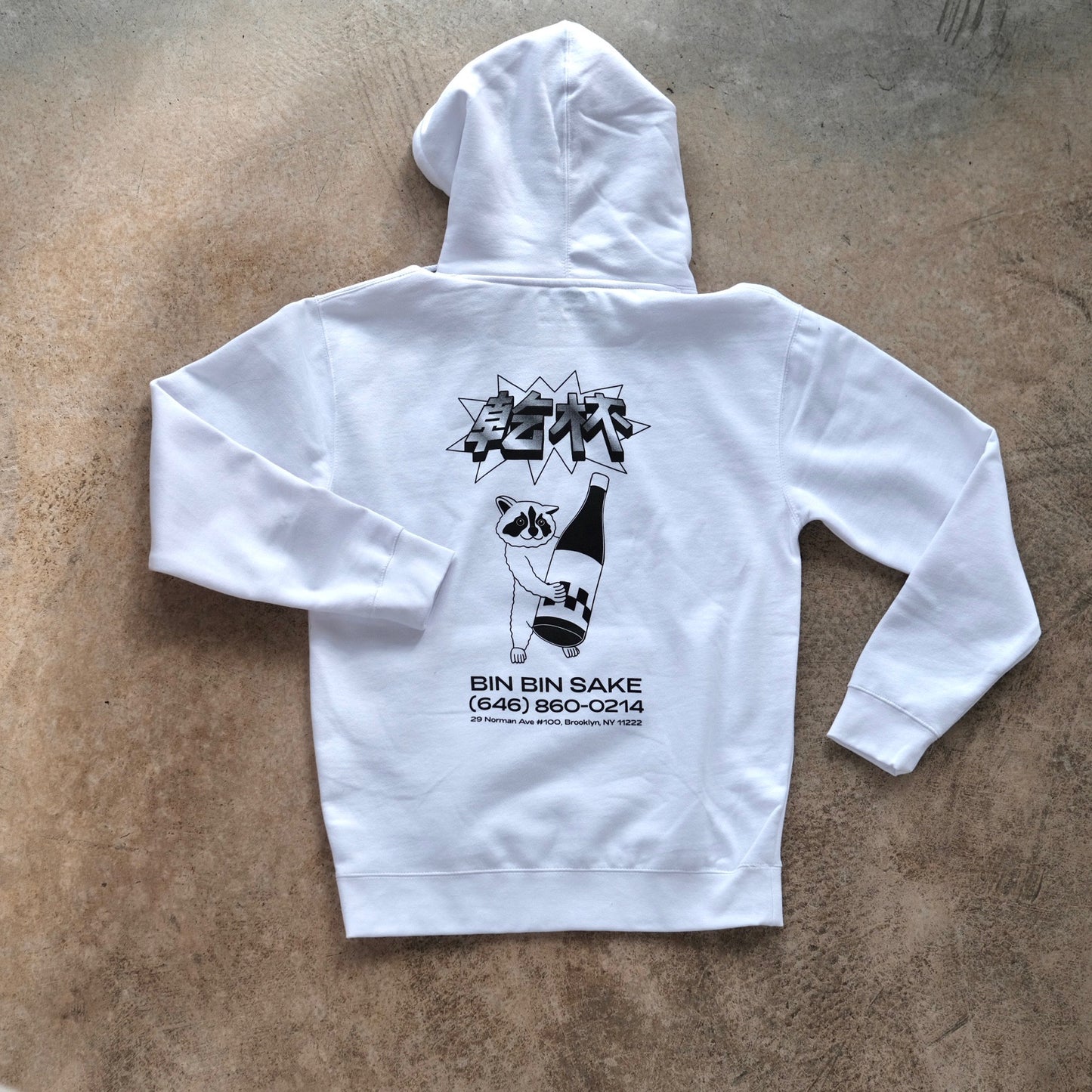 Hoodie - White with Black Lettering