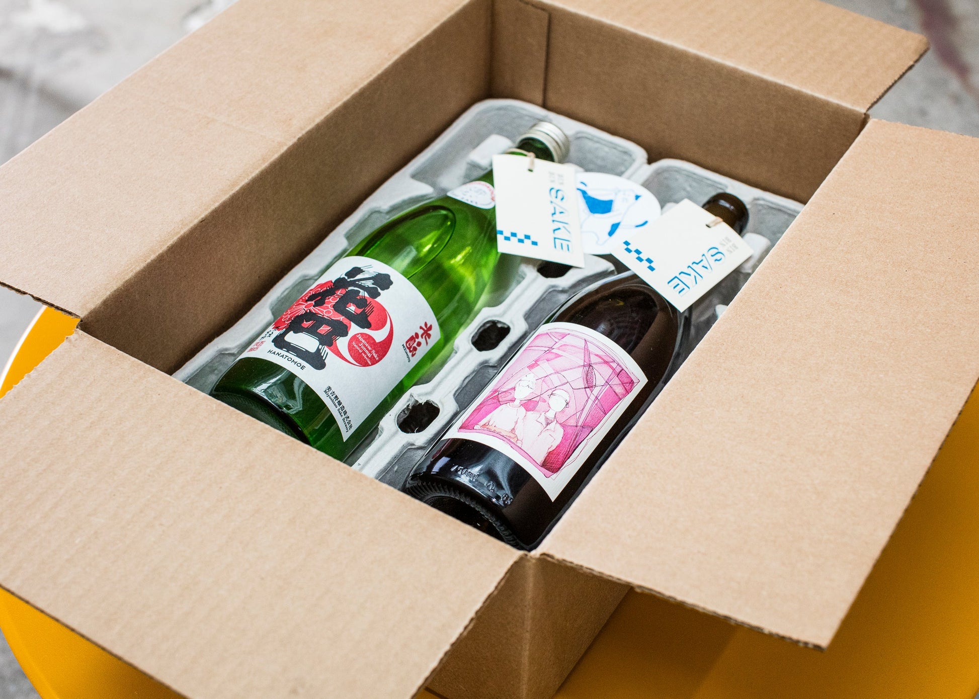 box with two bottles inside