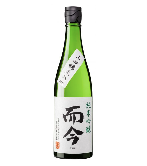 green bottle with white label