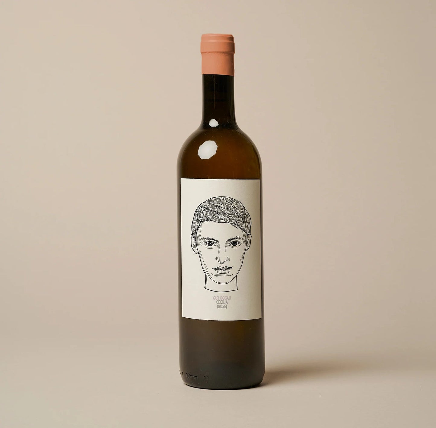 wine bottle with a face on label