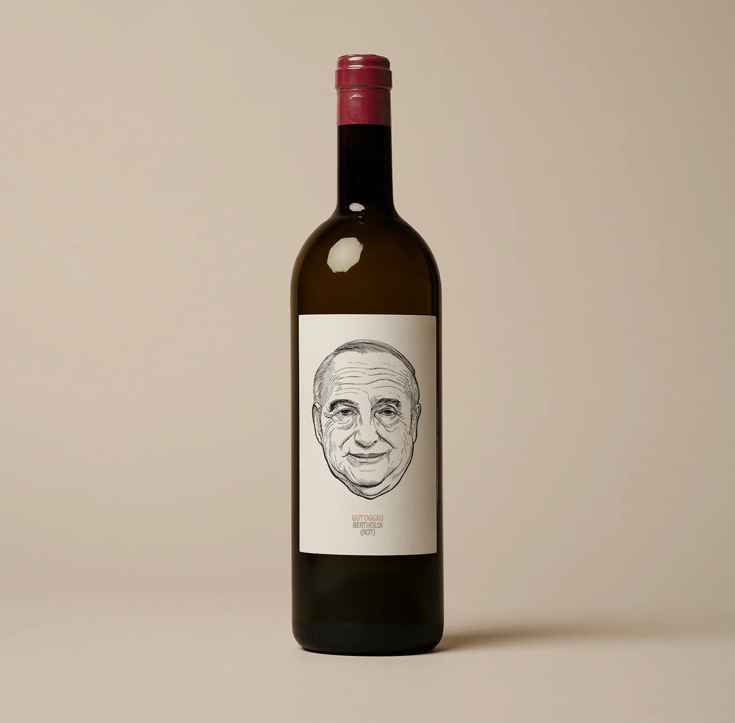 wine bottle with old man face on label