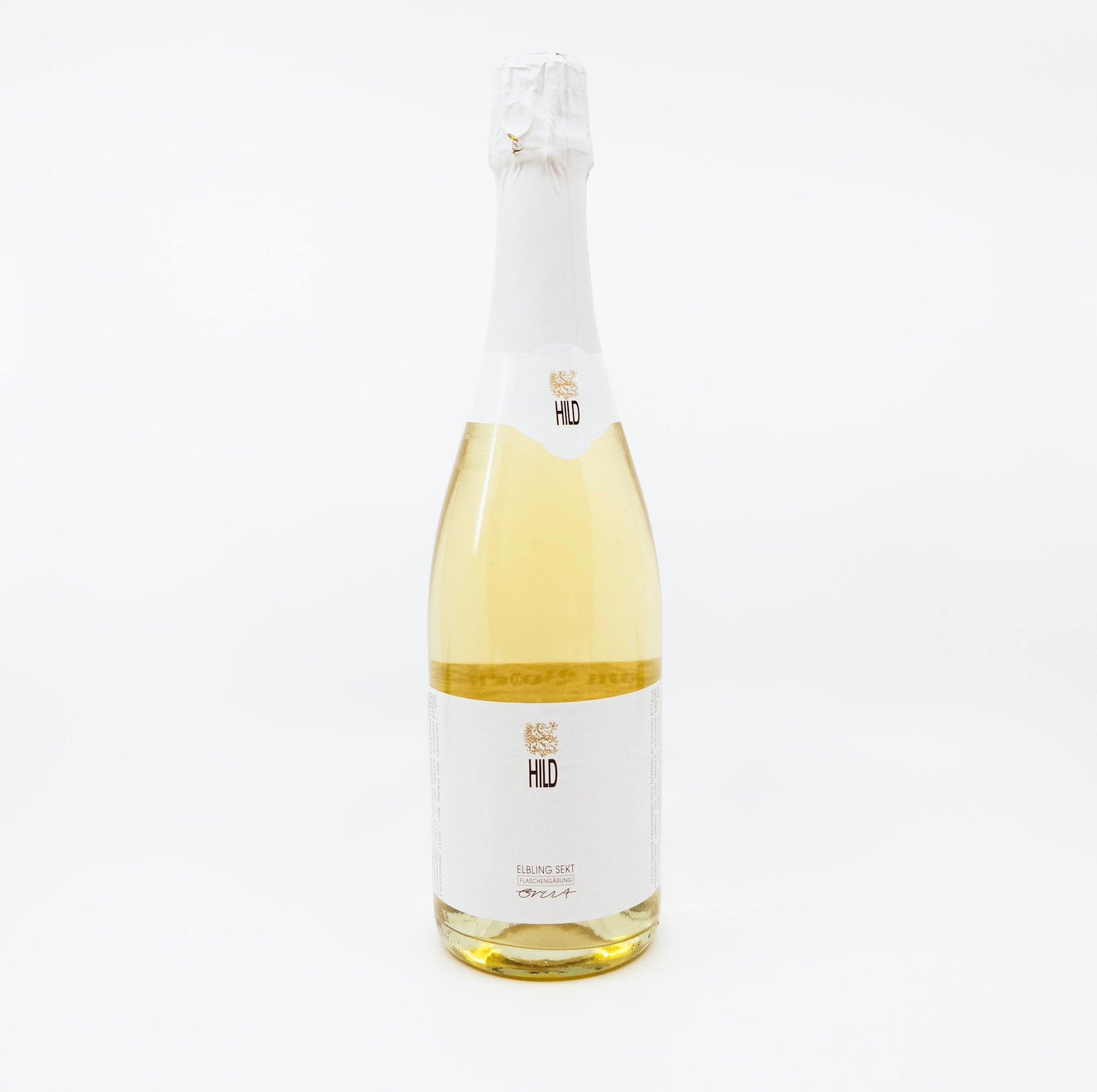 bottle with white label and white topper