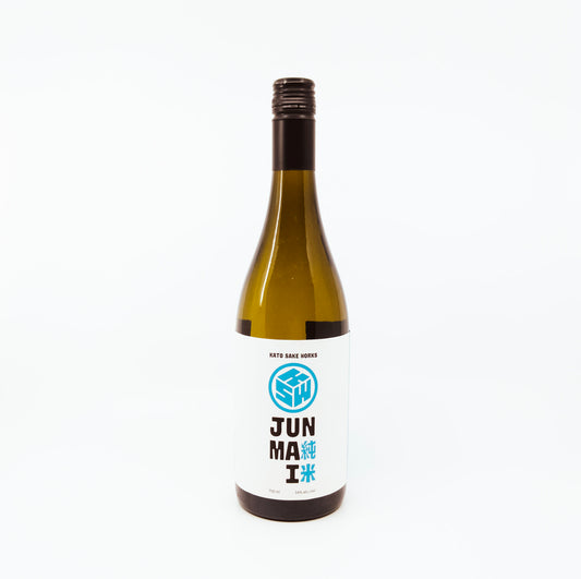 bottle of jun mai with blue writing on white label