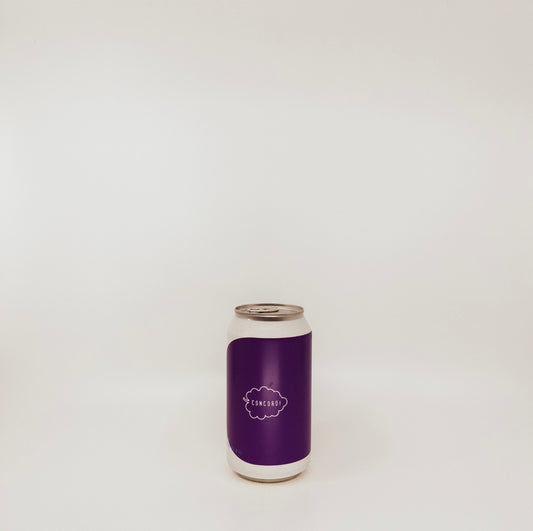 white can with purple label