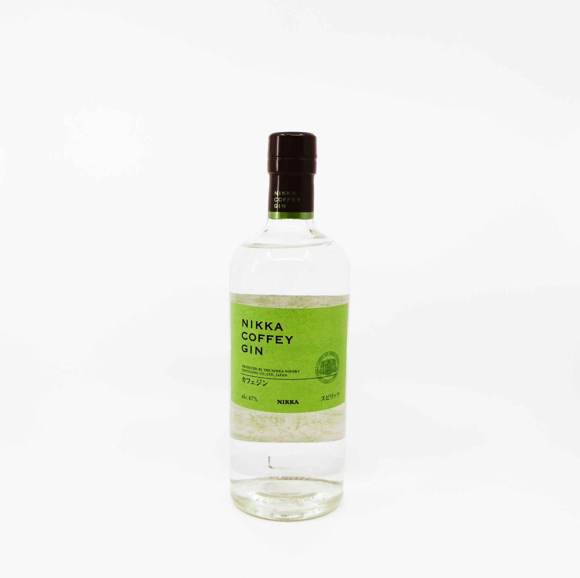 bottle of nikka coffey gin with green label