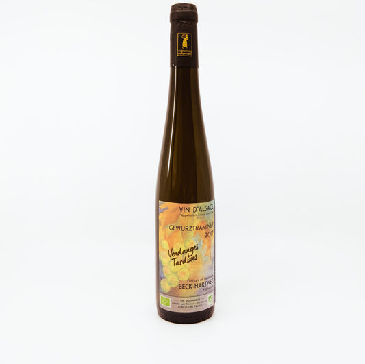 skinny bottle with colorful label