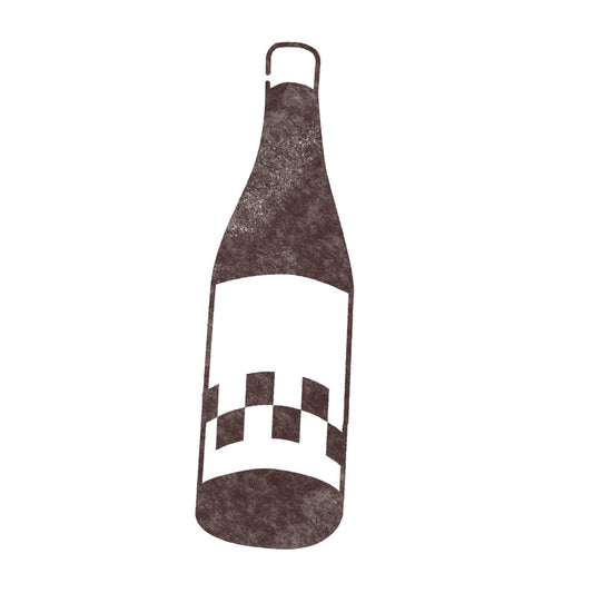 grey bottle with checkered label illustration