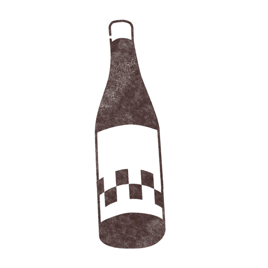 grey bottle with checkered label illustration